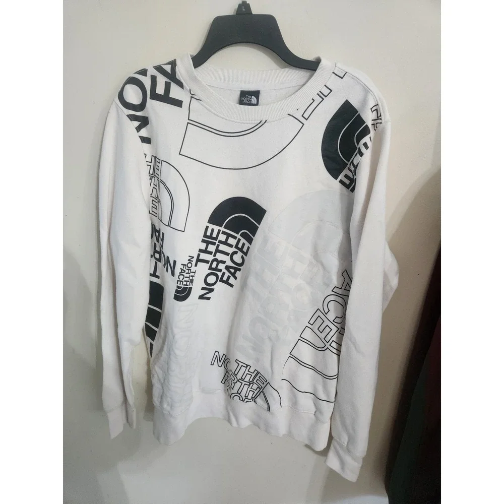 The North Face Graphic Injection Crewneck Large White All Over Logo Sweatshirt